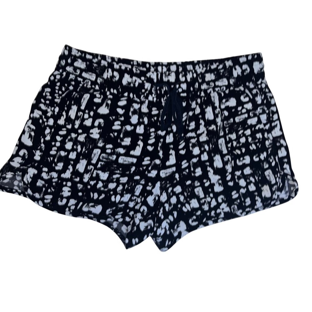 Banana Republic XS Petite Womens Black & White Abstract Print Elastic Waist Shor